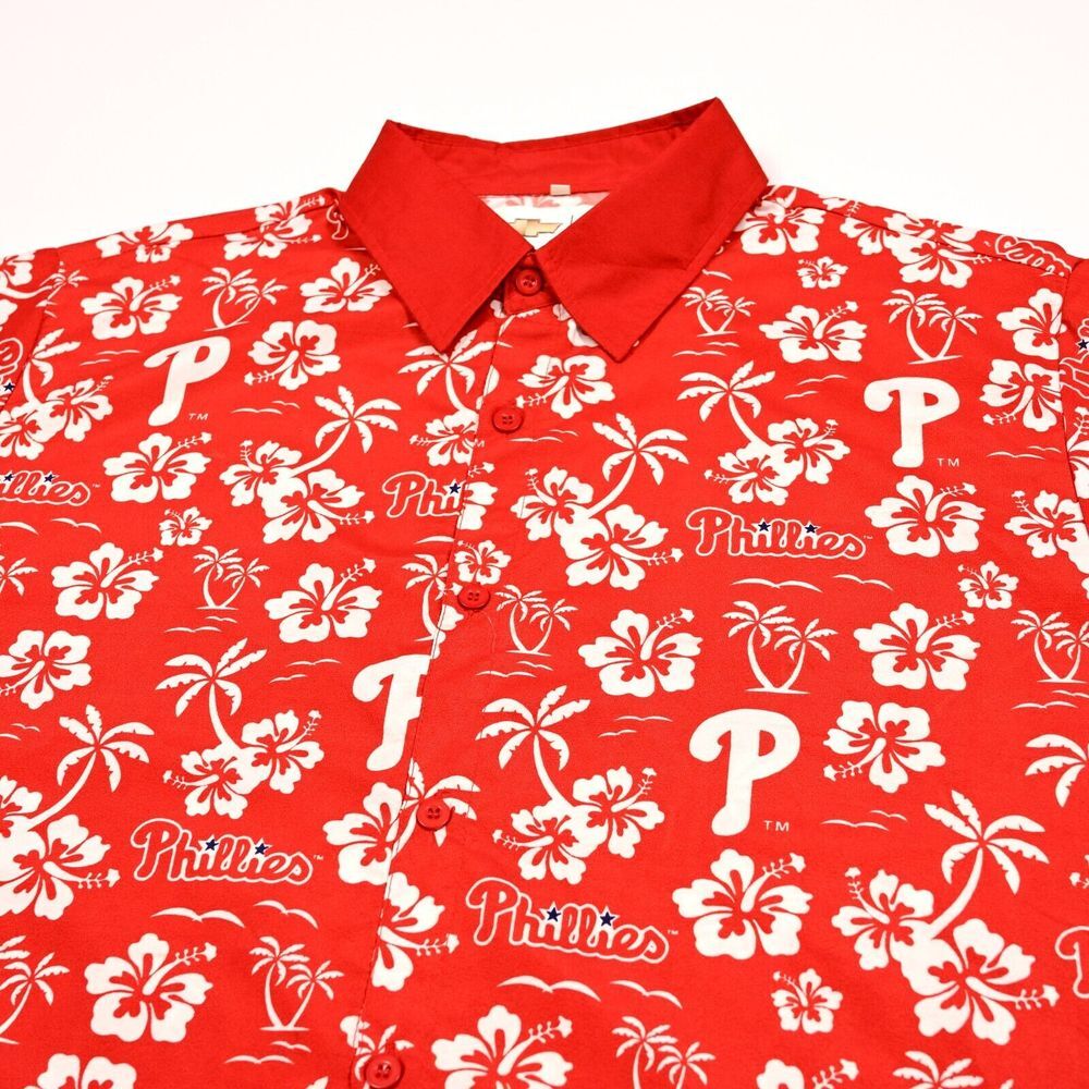 Philadelphia Phillies‎ Hawaiian Shirt Red Floral Chevrolet SGA Mens Size Large
